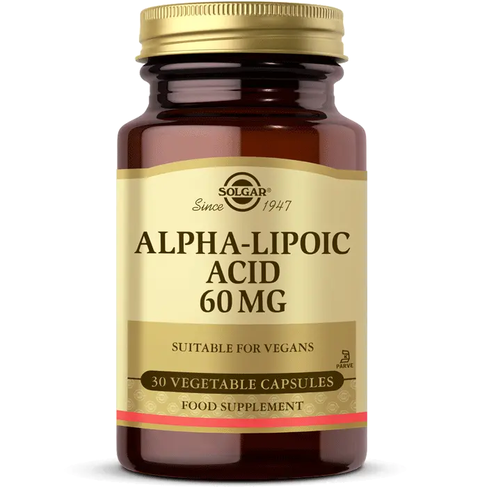 آلفا لیپوئیک اسید Alpha-Lipoic Acid سولگار 60 میلی گرم 60 عددی