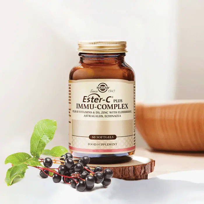 مکمل استرویتامین سی Ester-C Plus IMMU-COMPLEX(تقویت سیستم ایمنی) سولگار 60 عددی